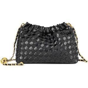 Woven Women's Crossbody Bag Woven Leather-basalt Black